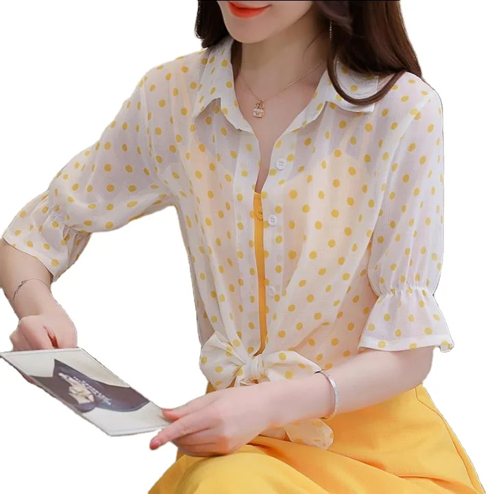 

Summer Korean style loose fashion polka dot shirt sunscreen clothing women take a small shawl coat