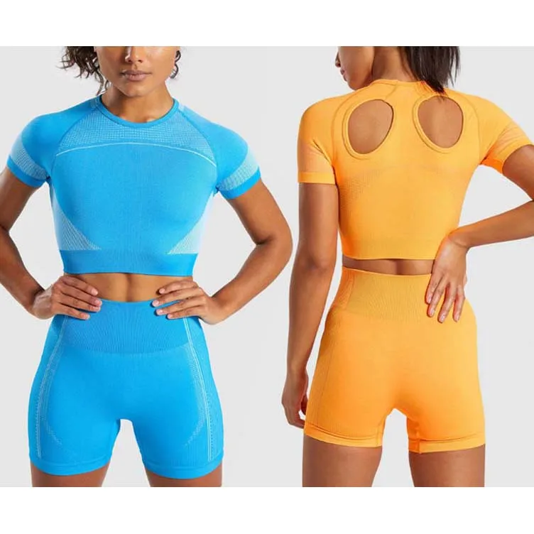 

FS1060D women Gym Wear Crop Top and shorts Yoga Sets
