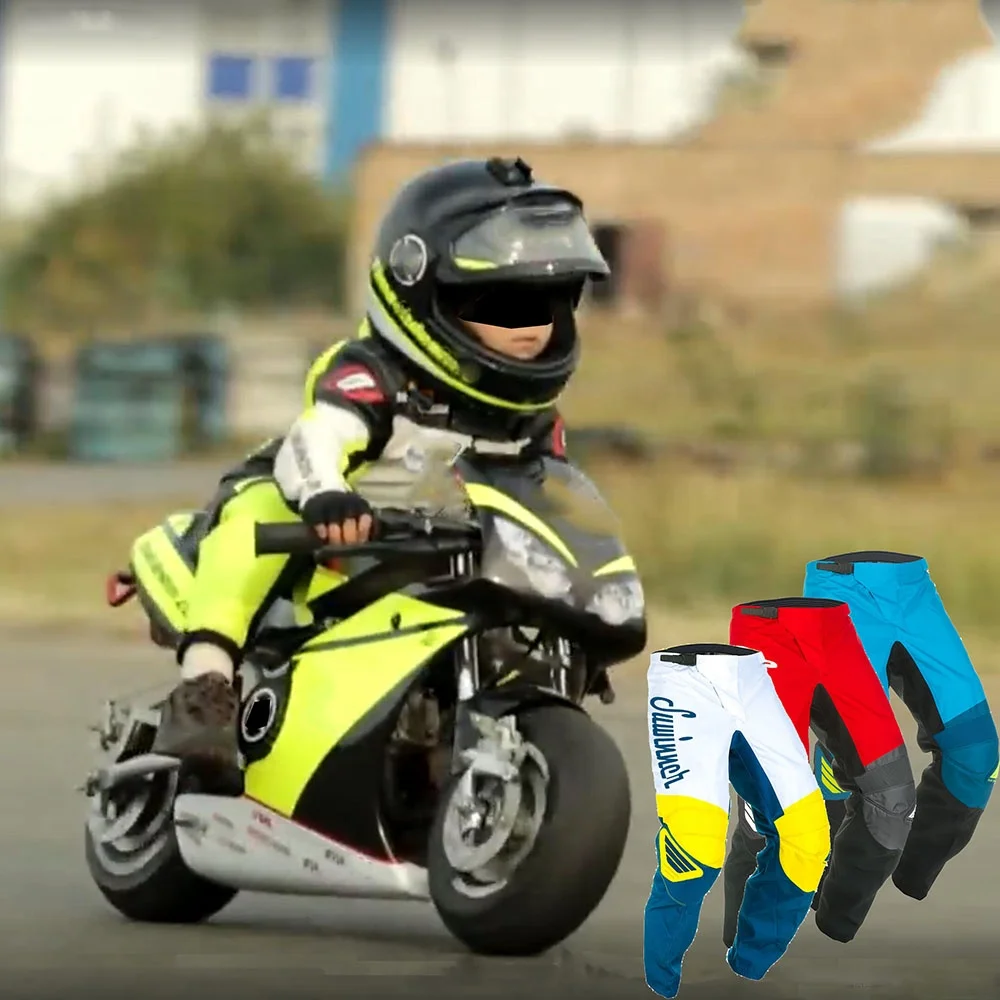 

New Design Custom Kids Motocross Pants Children Motorcycle Auto Racing Wear Sublimation Windproof Motocross Pants, Customized color