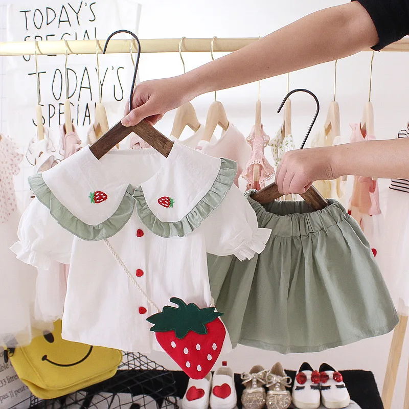 

rts Baby girl two-piece kids new style 2 western-style cute princess summer year girl suit dress with bag