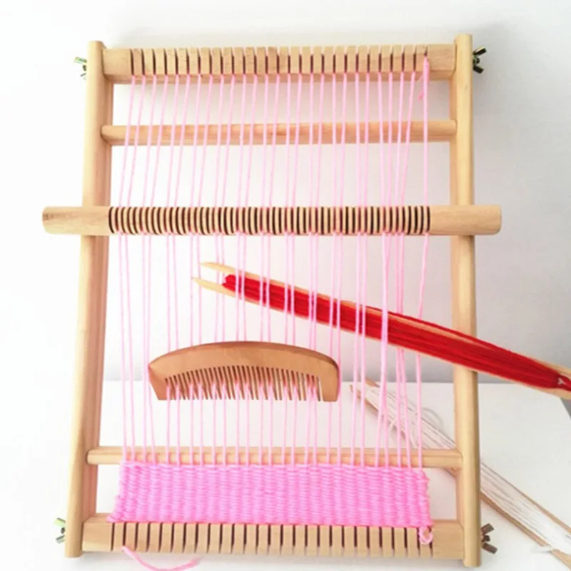 Montessori Children's Wooden DIY Hand Knitting Weaving Machine Game Educational Loom Craft Set Toys for Girls