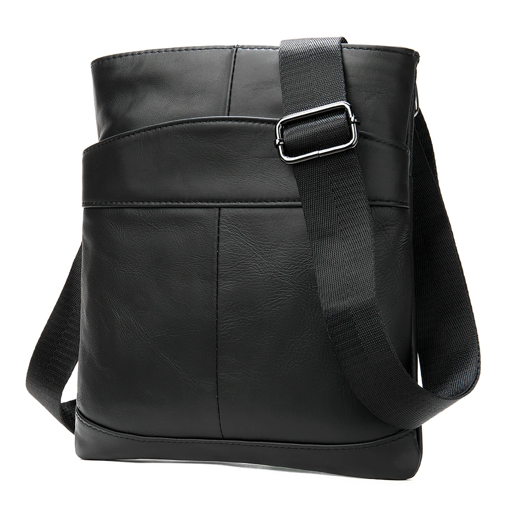 

Marrant 703 Leather 9.7 inch pad genuine leather men anti-theft waterproof black crossbody bag strap with bottle