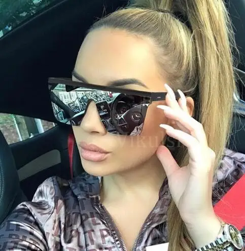 

Unisex Fashion 2021 Ladies Square Sunglasses Women Oversized Shades Vintage Brand Designer Silver Mirror Sun Glasses For Female