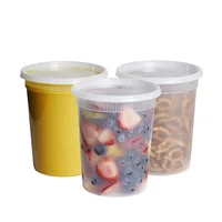 

32 oz Microwavable Freezer Safe Round Leakproof Disposable PP Deli Food Container with Lid