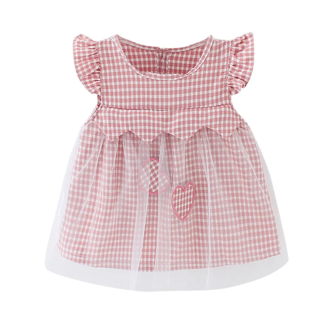 

Summer dress girl dress Plaid screen PrincessGirls mesh dress