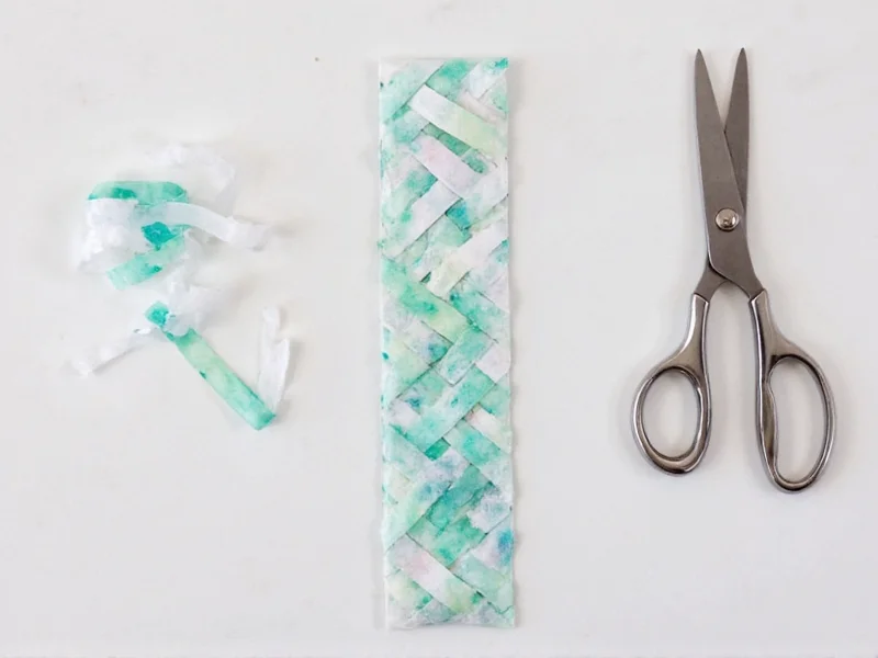 Tea bag bookmark tutorial with woven paper strips