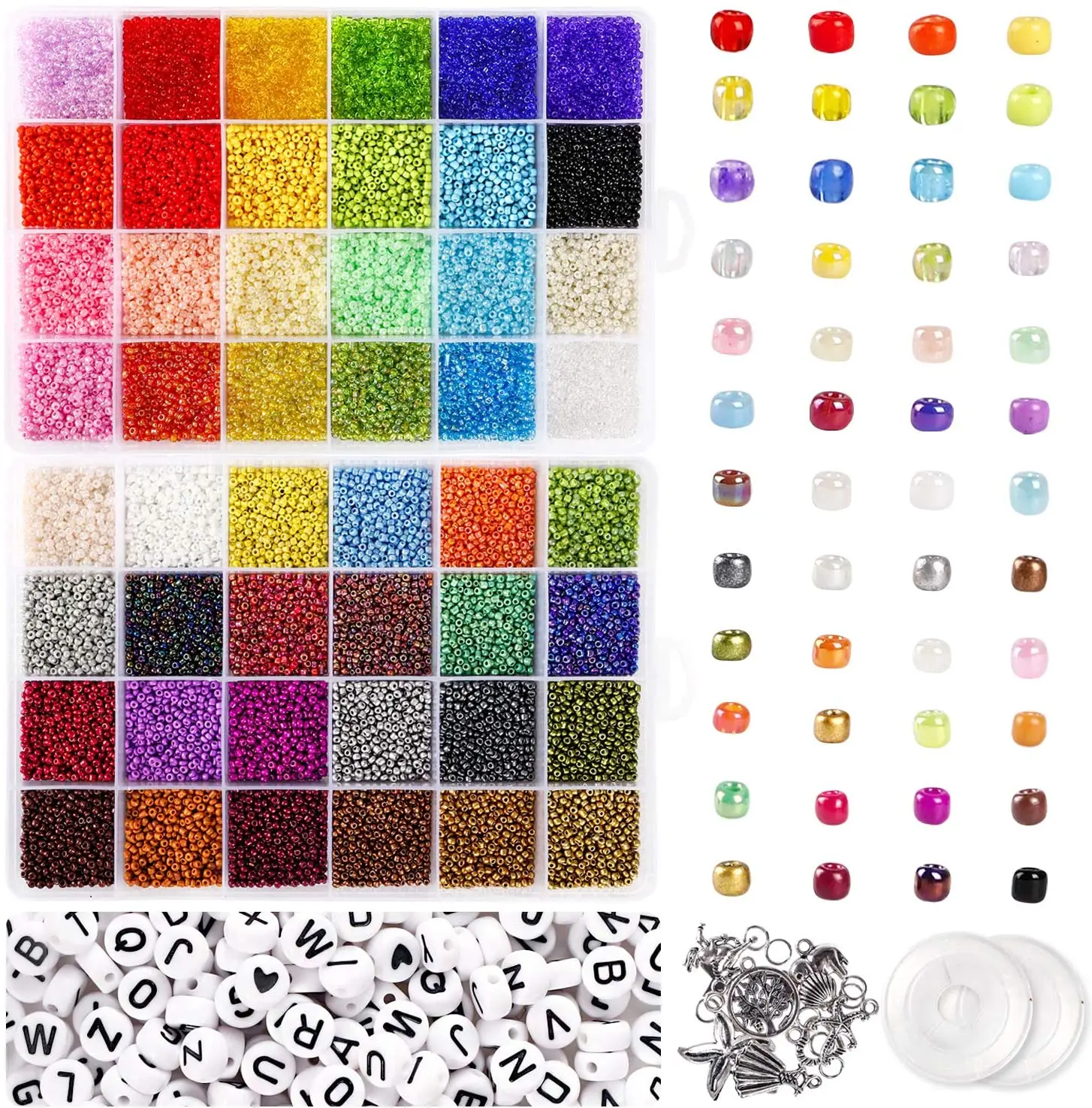 

35000 pcs Multicolor Bracelet Bead Craft Kit Set Pony Beads Kit for DIY Project, Colorful