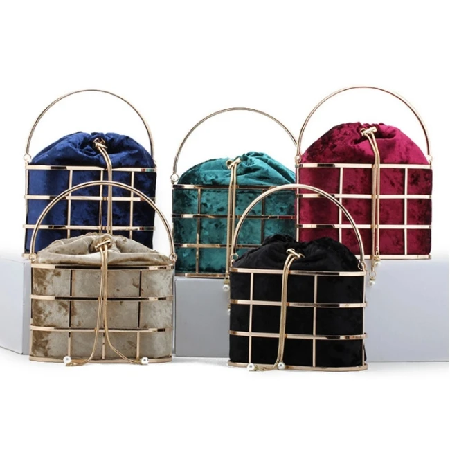 

Evening Bag, Luxury Metal Velvet Women Wedding Party Evening Clutch Bags/, Gold, green, red, black, blue