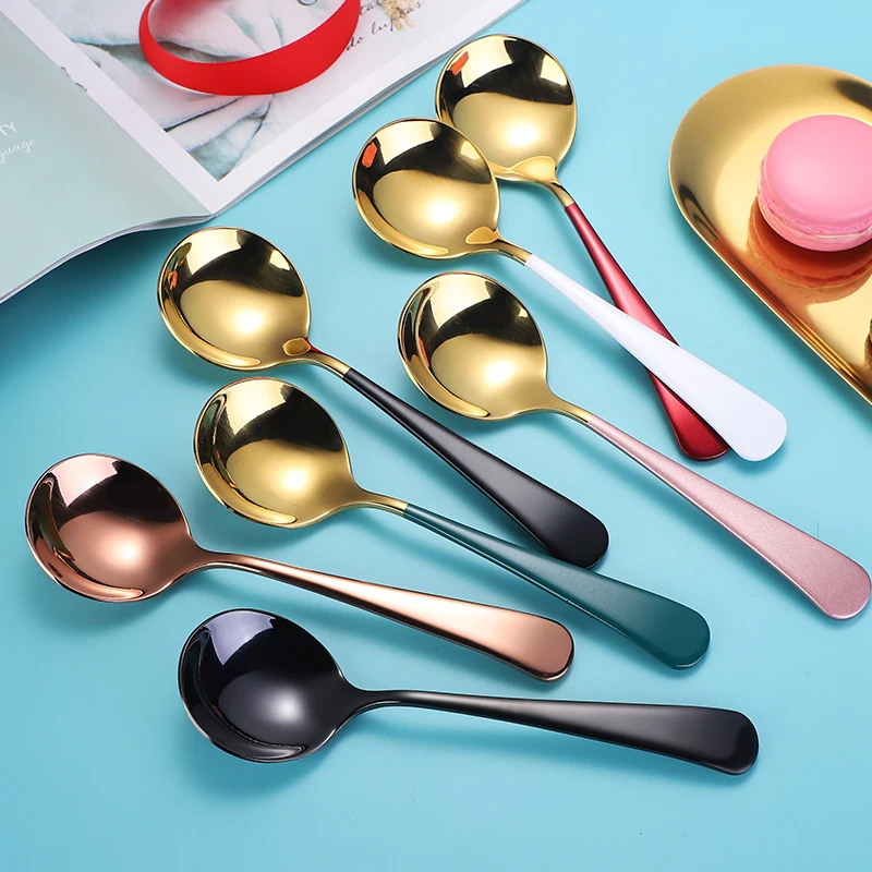 

Factory Best Seller Stainless Steel Round Spoon Set Food Grade Coffee Tea Dessert Spoon