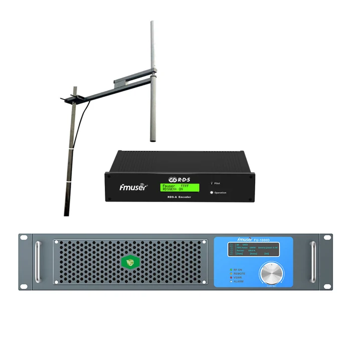 

FMUSER FU-1000D Professional 1000Watt 1KW FM Broadcast Radio Transmitter+FU-DV2 Antenna+30m 1/2" Cable With Digital RDS Encoder