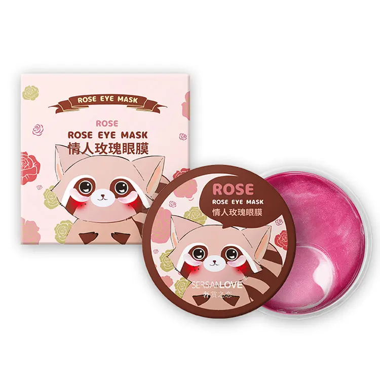 

rose eye mask Seaweed collagen crystal eye patch Gel sleep mask resistant to age wrinkles moisturize the skin deeply 60 pcs, Rose red