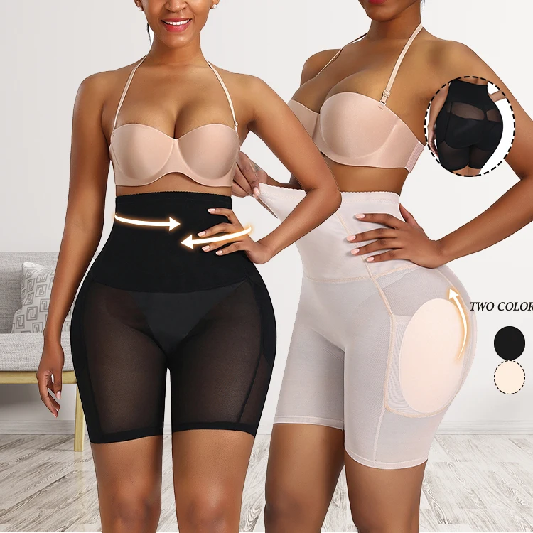 

New Fashion Skin Color Enahncer Butt Lifter Compression High Waist Hip Pads Shapewear Panties, As shown