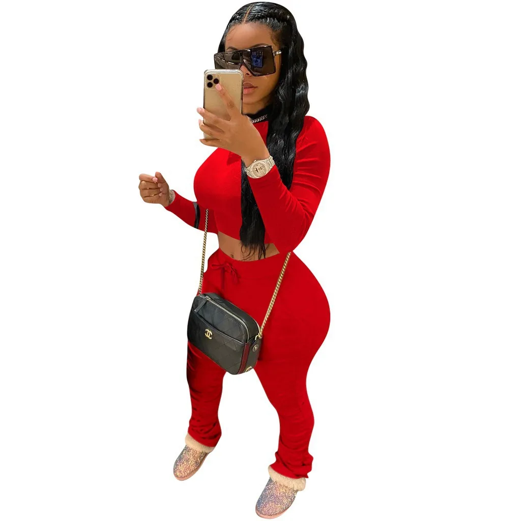 

Autumn style women sport suits clothing 9 colors pleated trousers fashion cotton long sleeves sports suits