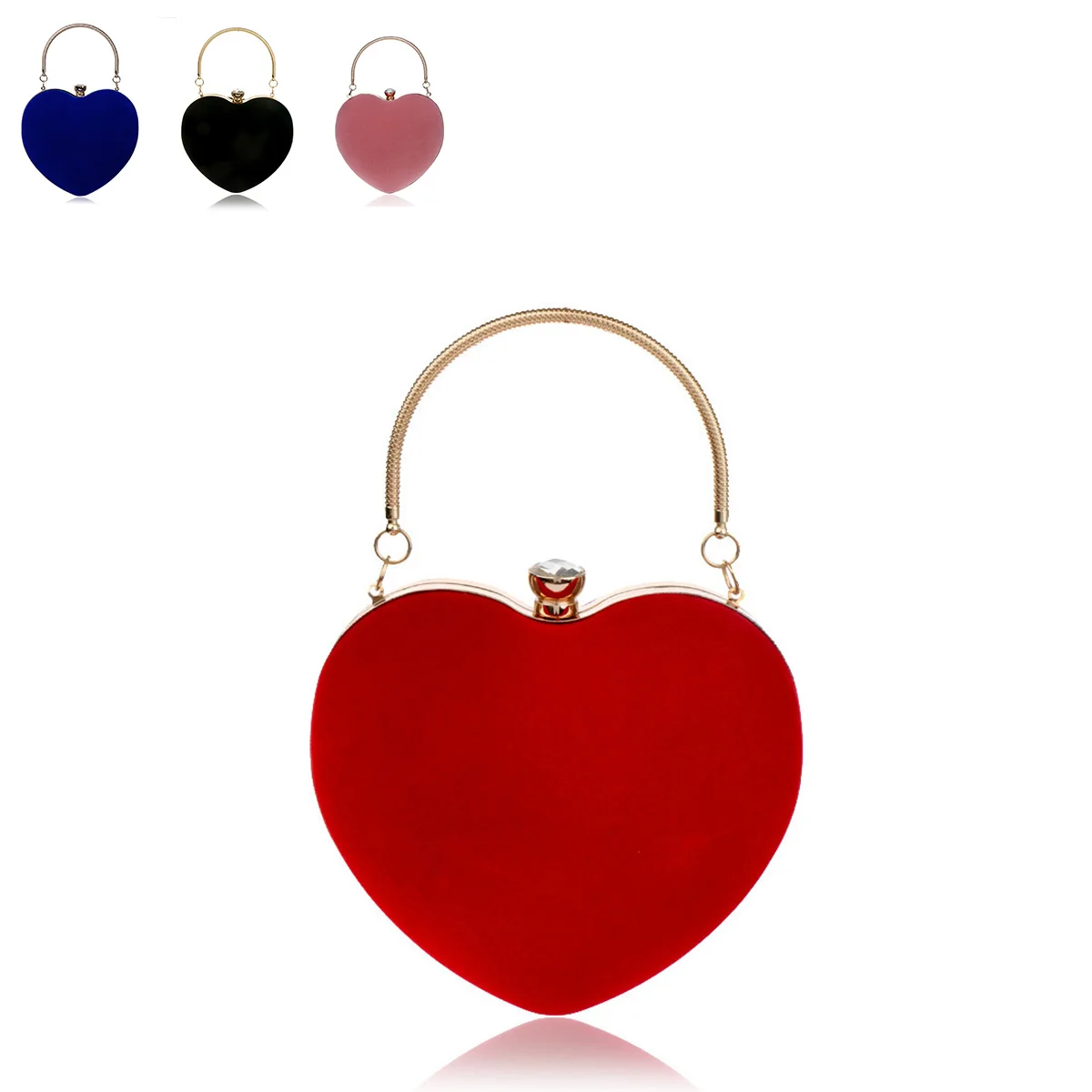 

Purse Shiny Heart Shape velvet Handbags Purses Tassel Women Ladies Evening Bags Rhinestone Clutch Crystal Bag