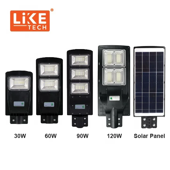 LikeTech 2 Years Warranty Integrated LED Solar Street Light 120W solar motion light home depot bright all night