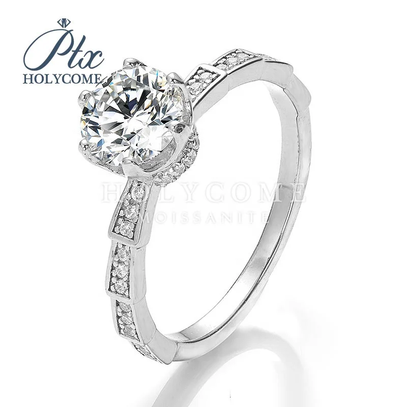 

Holycome Top Quality 925 Sterling Silver Moissanite Ring Jewelry Women For Wedding Ring, Siver