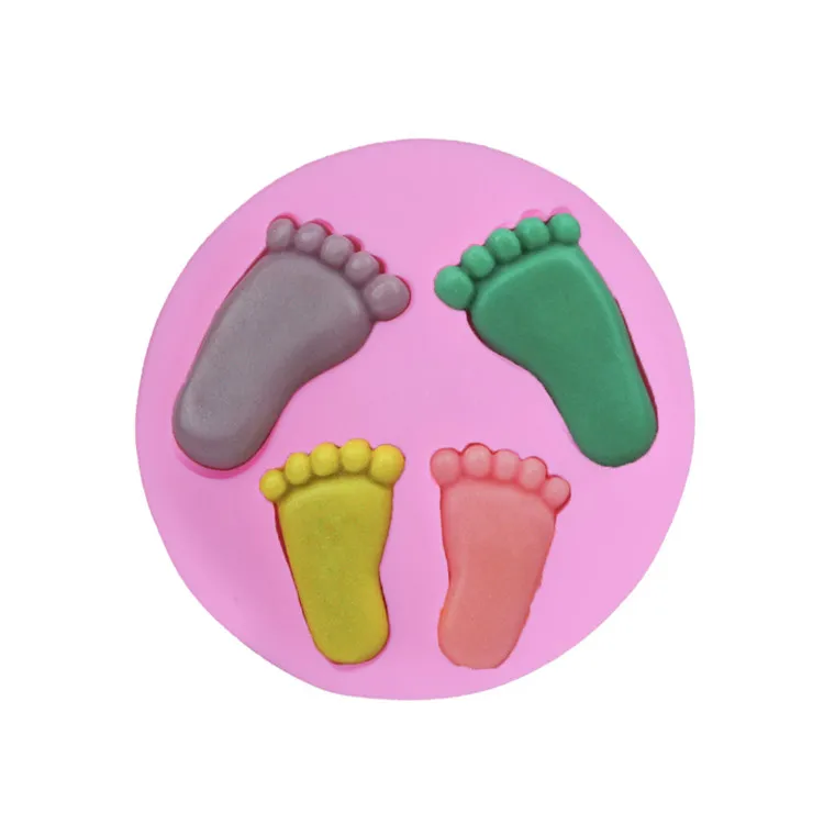 

Y2514 4-Cavity Silicone Baby Feet Shape Chocolate Candy Decorative Fondant Mold, Random