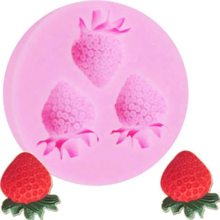 

3D Fruit Strawberry Raspberry Blueberry Silicone Fondant Mold Candy Cake Decor Chocolate Sugarcraft Mould Kitchen Baking Tools, As shown