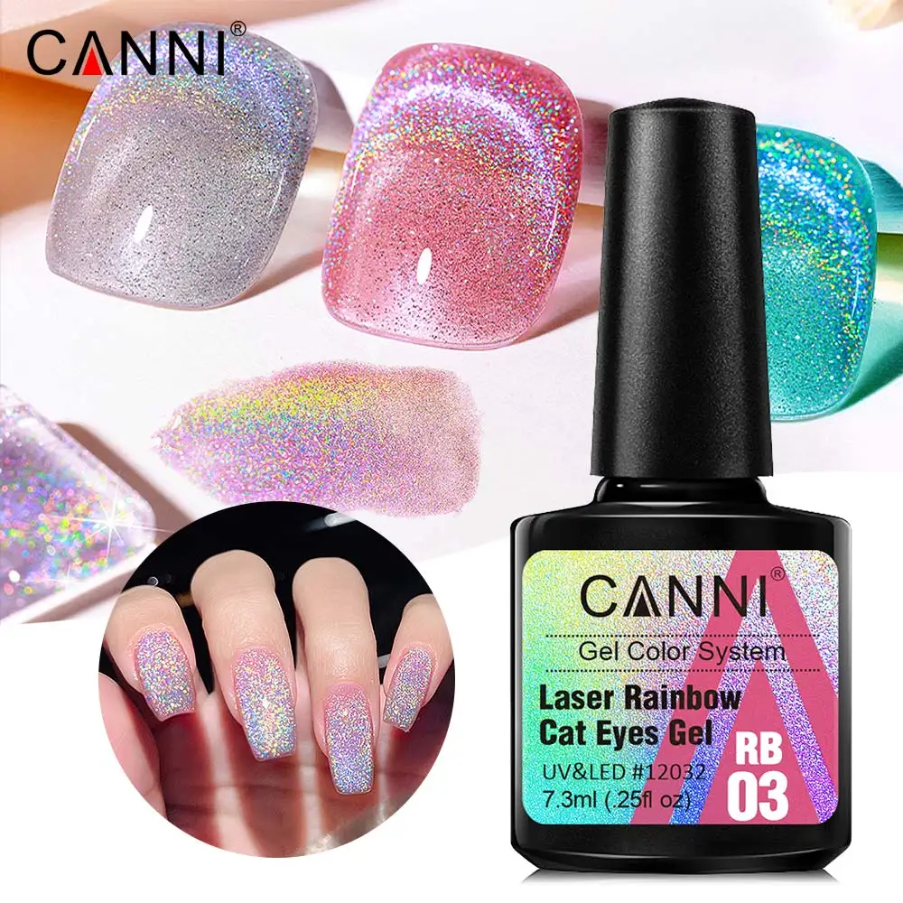 

CANNI Omnipotent Cat Magnetic Gel Nail Polish Holographics Reflective Rainbow Gel Semi Permanent UV Gel Varnish Ememals, Pink,red, silver, gold