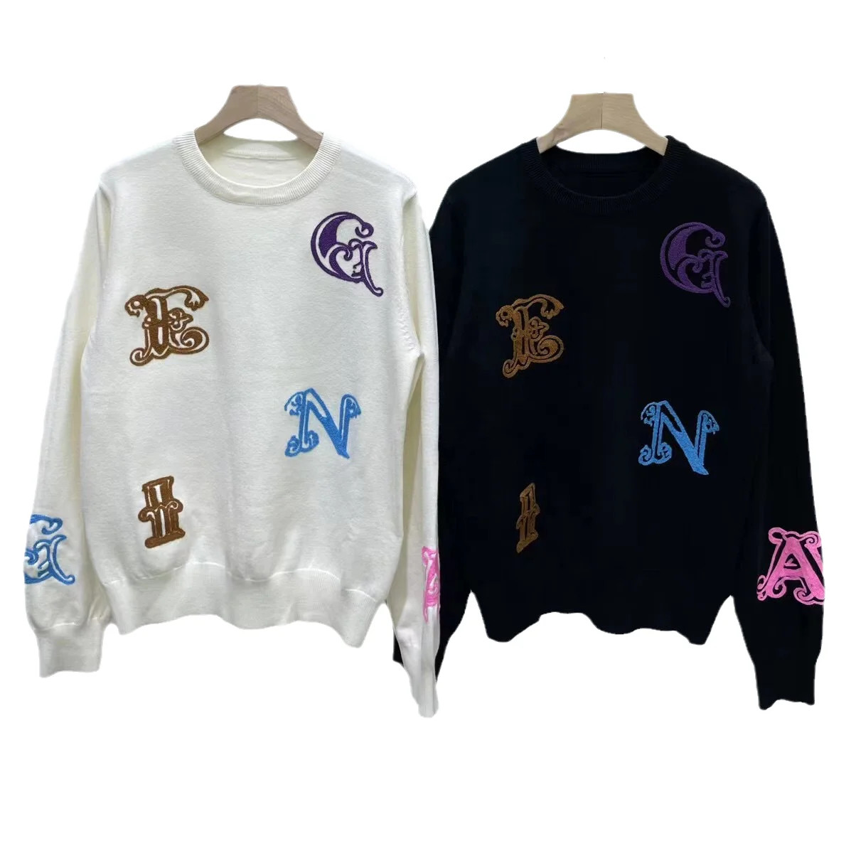 

Gabardina Korean Y2K Customer Sweater Embroidery Letters Pull Over Crew Neck Wanita Knit Sweater