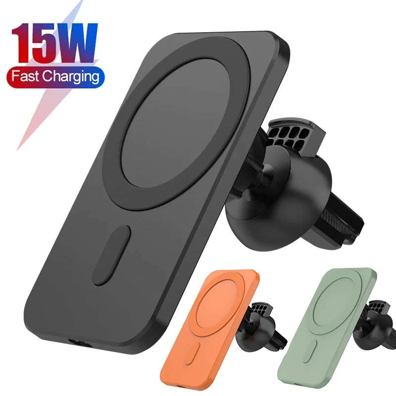 

Amazon Hot Selling 15W fast magnetic wireless car charger for iPhone 12 pro max magnet wireless car charging phone holder stand