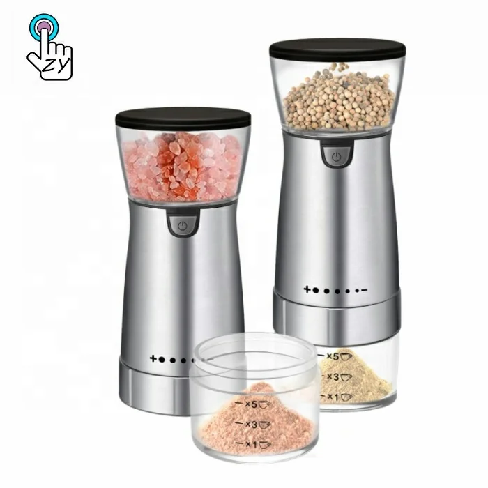 

Stainless Steel battery Electric automatatic USB Rechargeable adjustable Salt Pepper Mill grinder