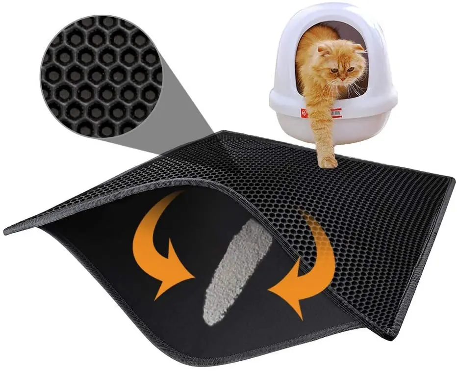 

Cat Litter Mat Trapping for Litter Box Urine&Waterproof Honeycomb Double Layer Anti Tracking Kitty Mats for Catpet Easy to Clean, Different colors