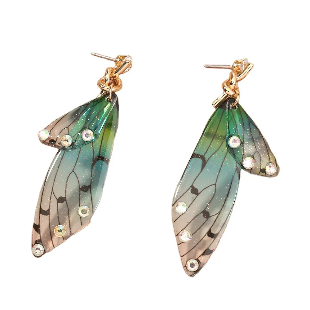 

New Butterfly wings Earrings For Women multiple Pearls Statement Tassel Zircon Studs Earrings