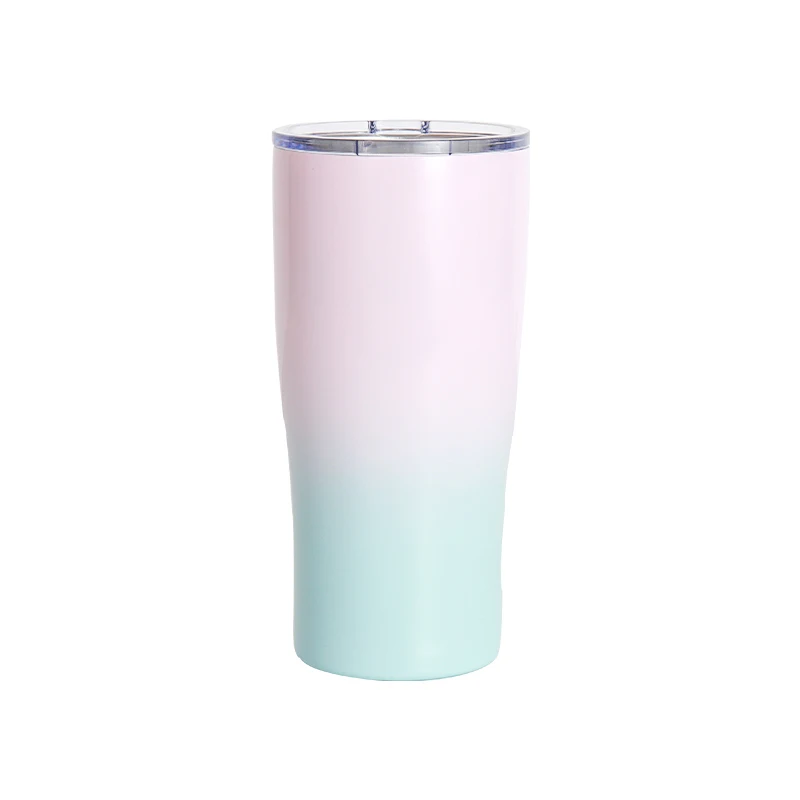 

2021 New Design Colorful Blank Sublimation Tumblers Stainless Steel Vacuum Insulated Travel Mugs Drinkware 600ml with Lid Modern