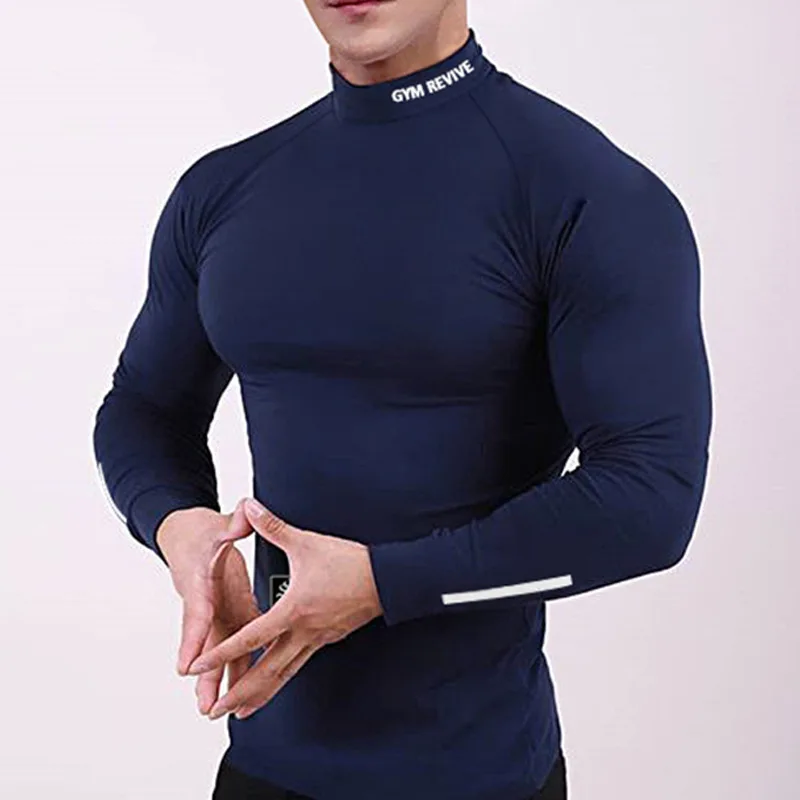 

European and American men's new sports breathable outdoor wholesale T-shirt round neck slim-fit long-sleeved workout clothes