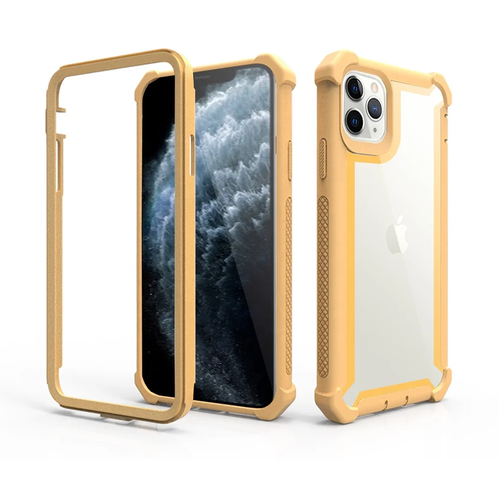 

Saiboro Shockproof Transparent 3 in 1 Clear Phone Cover For Iphone 11 Acrylic Case For iphone 11 pro max, 9 colors