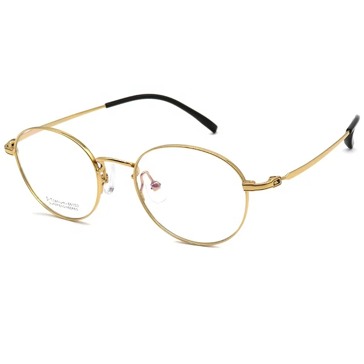 

High Quality Round Silver Gold Black Titanium Eyeglasses Optical Frames