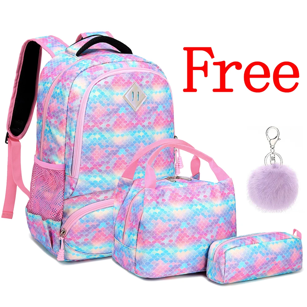 

Best Selling Products 2020 IN USA Amazon Cute Mermaid Kids Students School Backpack Bags Mochilas For Girls, Blue and pink
