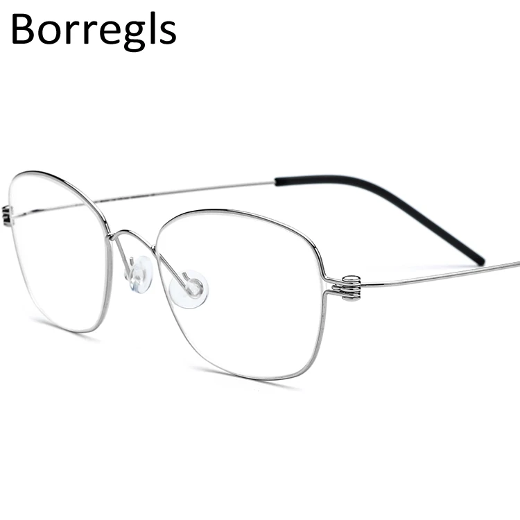 

Borregls Titanium Alloy Glasses Frame Women Prescription Eyeglasses Men Korean Myopia Optical Frame Screwless Eyewear 10052