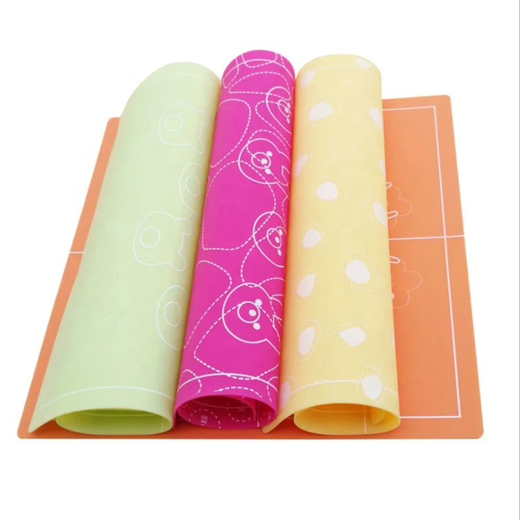 

Custom Print large Food Grade Hot Selling Brightly Colored Eco-Friendly Silicone Baking Mat, Green,orange,rose red,yellow