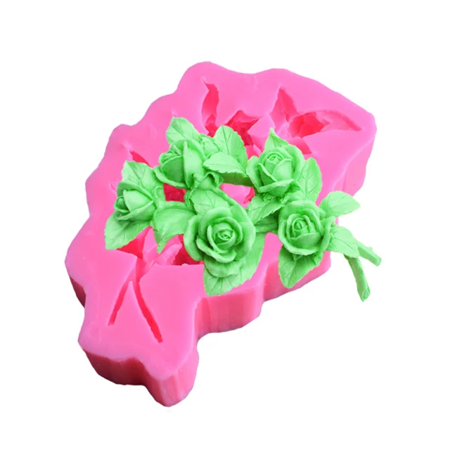 

Rose flower silicone mold DIY chocolate cake decoration tool candle clay mold, Pink