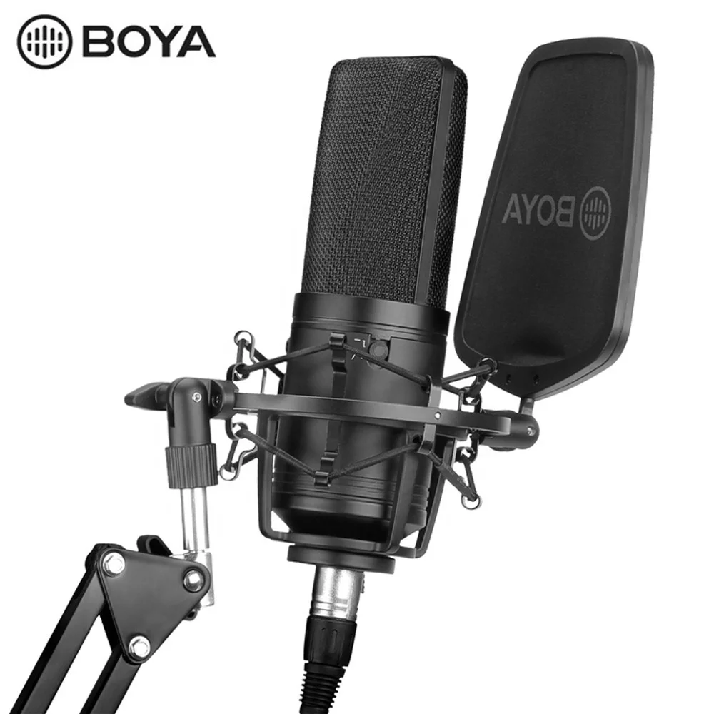 

BOYA BY-M1000 Large Diaphragm Condenser Capsule Microphone for Singer Podcasting Artist Studio Mic, Black