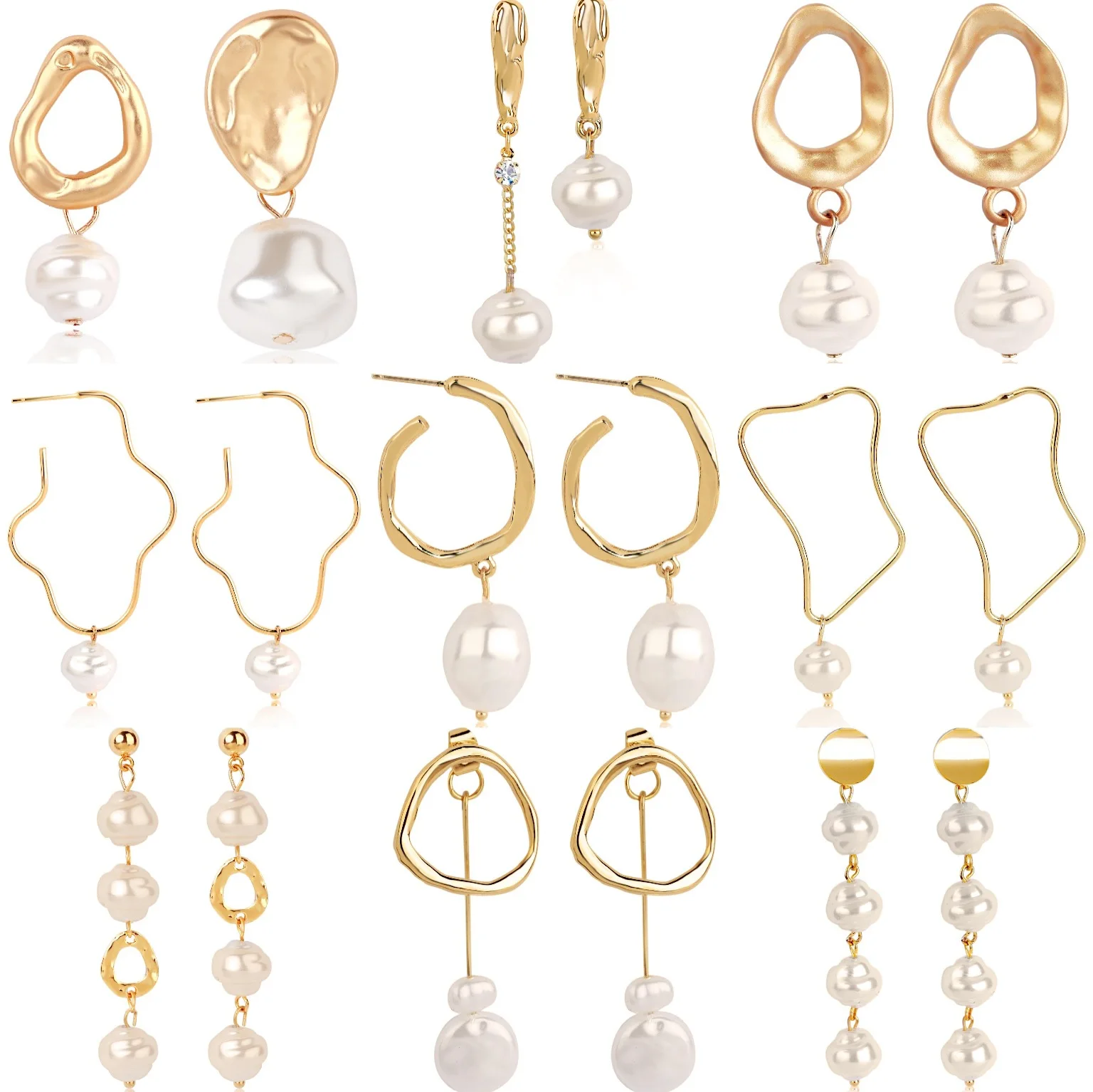 

Factory Wholesale Fashion Baroque Style Irregular Long Pearl Pendant Earrings for Women