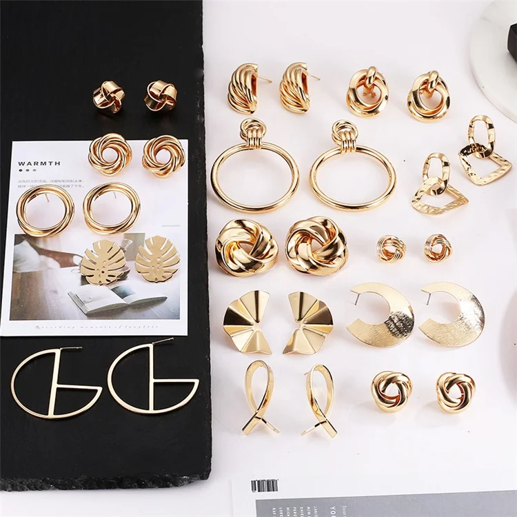 

Fashion Vintage Earrings For Women Big Geometric Statement Gold Metal Drop Earrings 2021 Trendy Jewelry, Picture