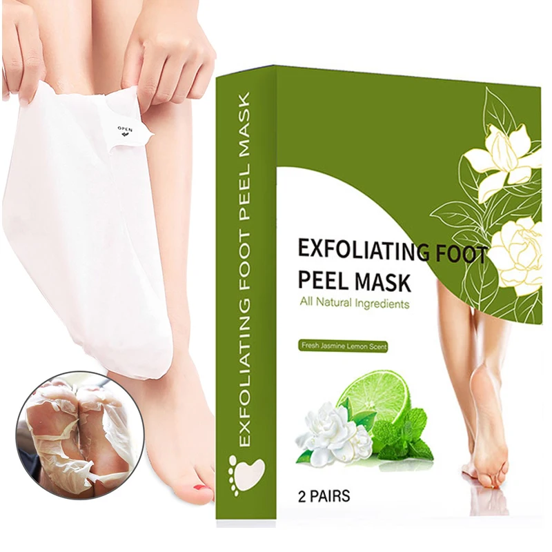 

OEM Wholesale Korea Private Label Natural Organic Jasmine Feet Dry Skin Moisturizing Exfoliating Peeling Socks Foot Peel Mask
