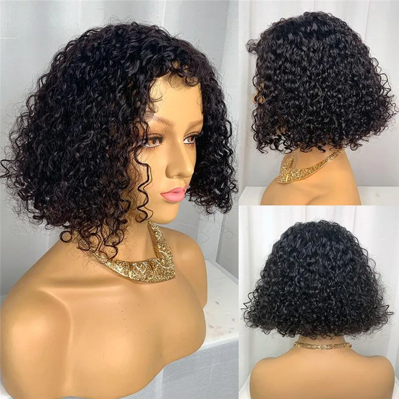 

Lace Front Short Bob Wigs Jerry Curly Frontal Lace Wigs Brazilian Virgin Human Hair Pre Plucked Lace Curly Bob Wigs Wholesale