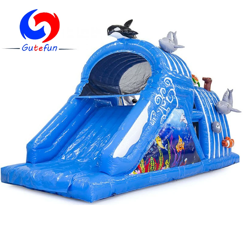 

GUTEFUN Best sale beautiful animation images 3D objects 9m seaworld inflatable obstacle course for big party