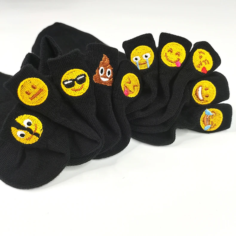

Wholesale new men's spring socks VX emojis embroidered fun socks, Picture shows