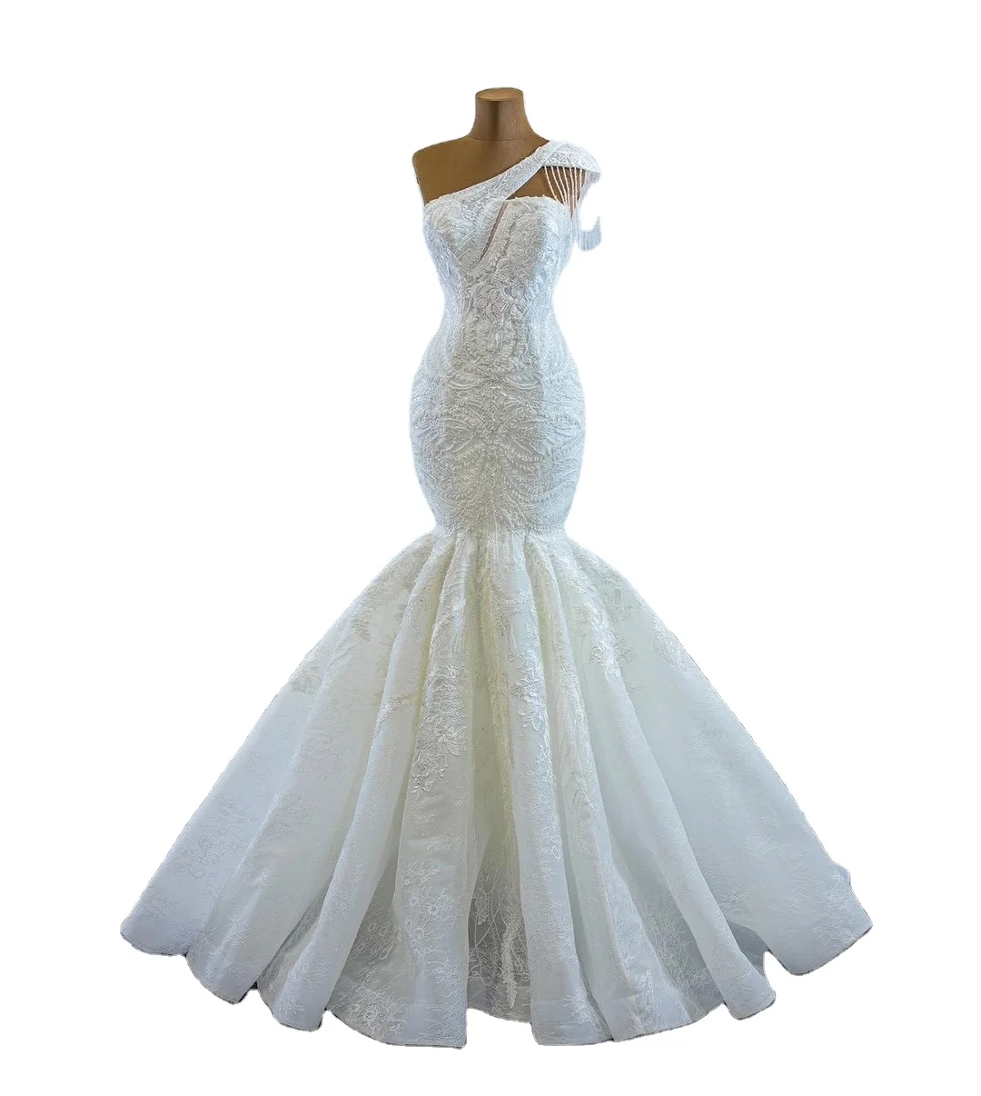 

New Arrival One Shoulder Wedding DressIvory Bridal Gown Designer Mermaid Wedding Dress, Custom made