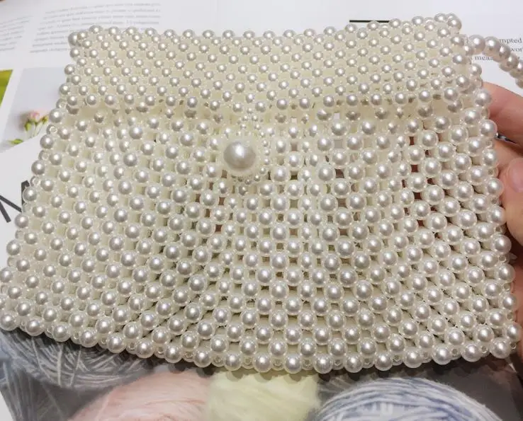 

Flap Shoulder Women Evening Bag Beaded Pearl New 2020 Acrylic Envelope Chic Super Light Good for Iphone and Lipstick