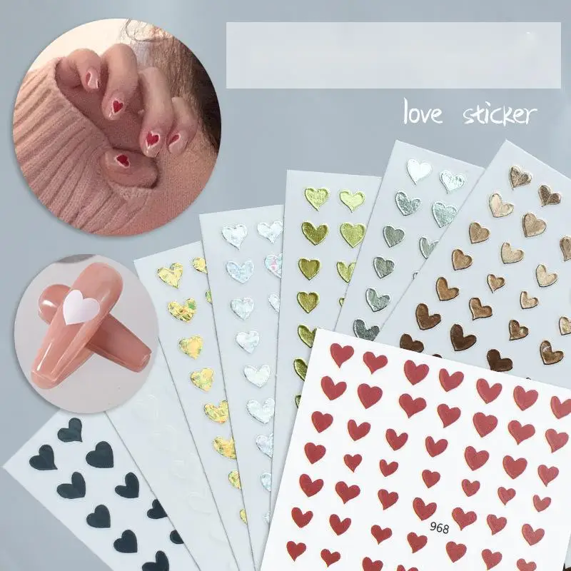 

wholesale Love nail art decals red gold and silver laser love nail art decals factory price 3D glue is very comfortable, As show