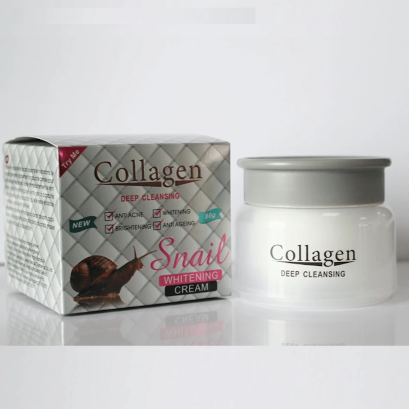 

80g Collagen Snail Whitening Facial Cream Face Care Deep Cleansing Anti Acne Anti Aging Brightening Face Cream