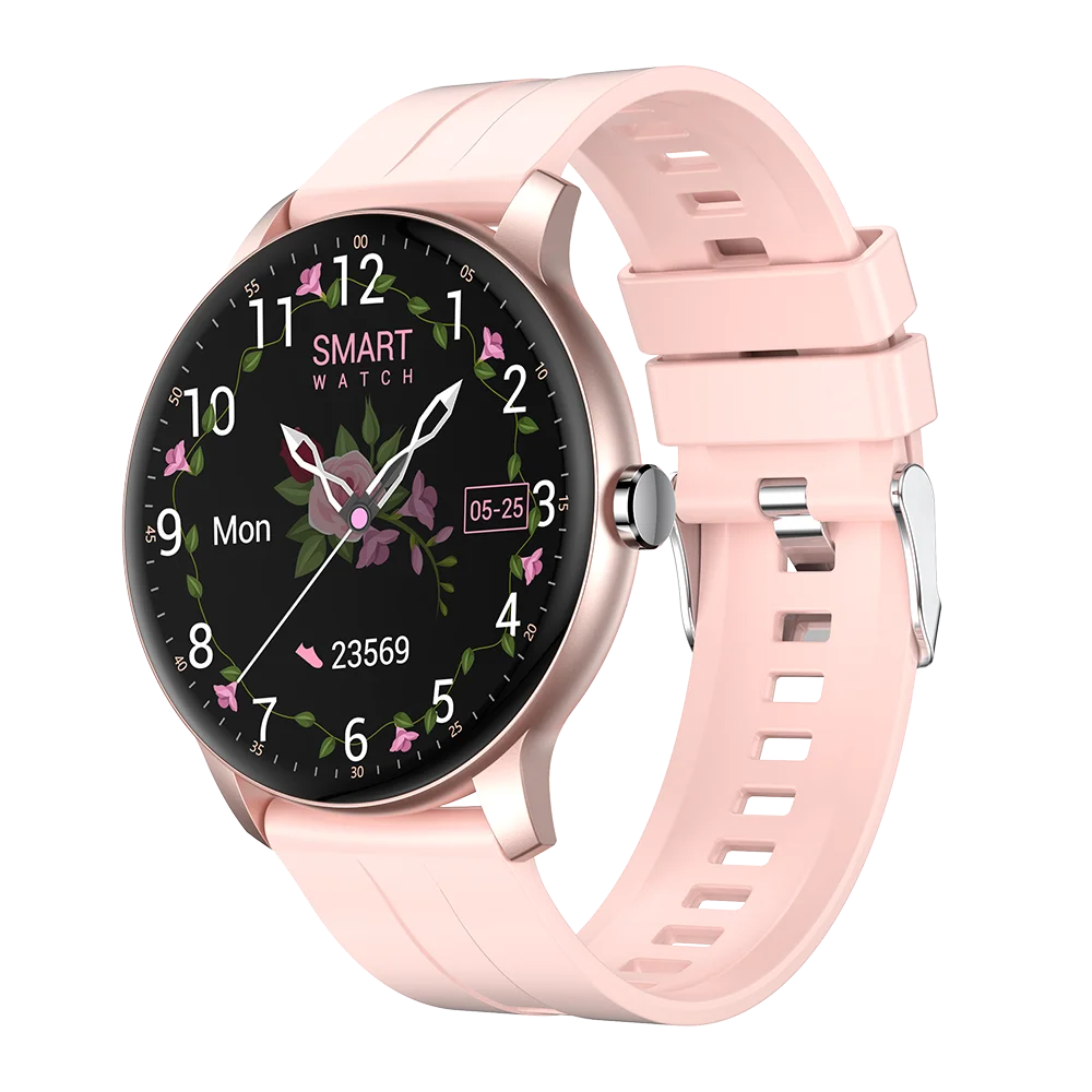 

Smart Watch Round Screen Sport Wristwatch Heart Rate Blood Pressure Monitoring Fitness Tracker Calling Function Smartwatch IX02, Black, pink, blue