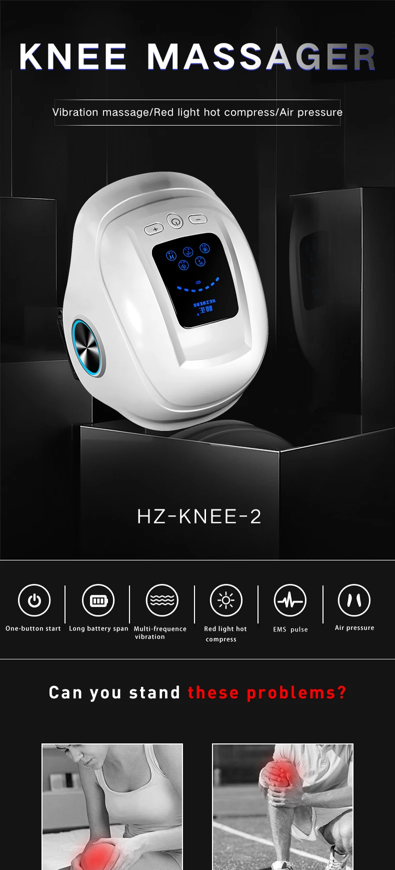 HEZHEGN New Electric Knee Massage Machine With Air Compress,Heating,Vibration,Pulse for Joint Pain Relief Physical Therapy