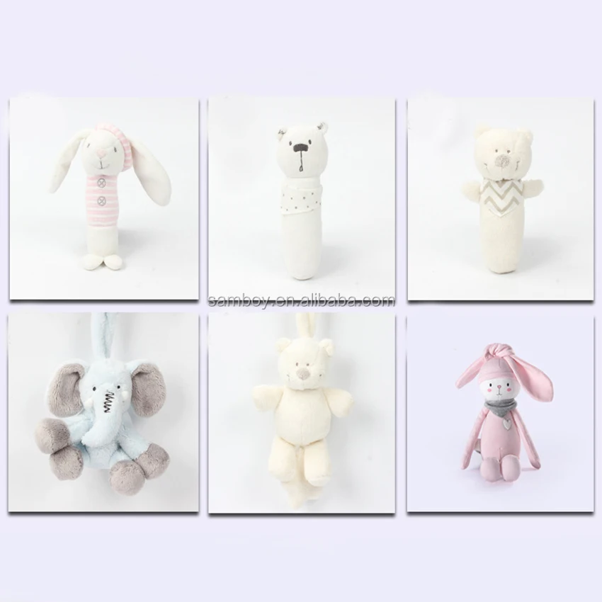 Plush Pink Bunny Rattle Toy Infant Baby Education Rattle For Baby Gift